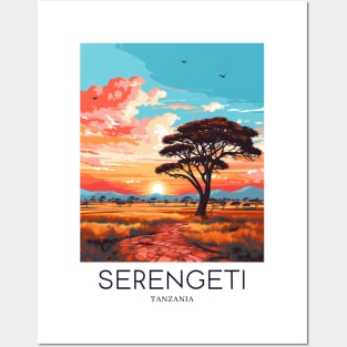 A Pop Art Travel Print of the Serengeti National Park - Tanzania Posters and Art